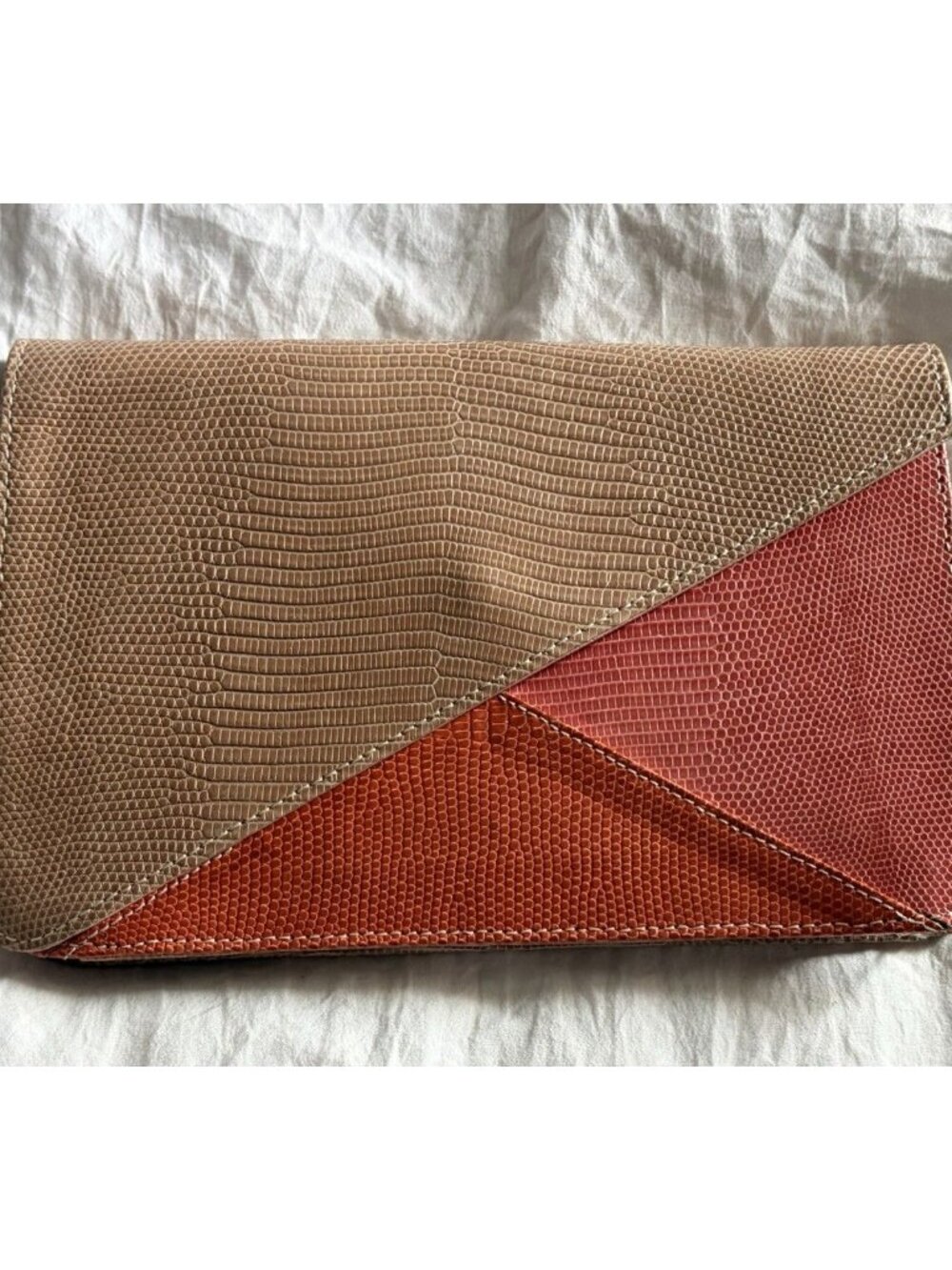 Ted Rossi Women’s Gold Peach Pink Women’s Handbag Clutch Leather Snake?